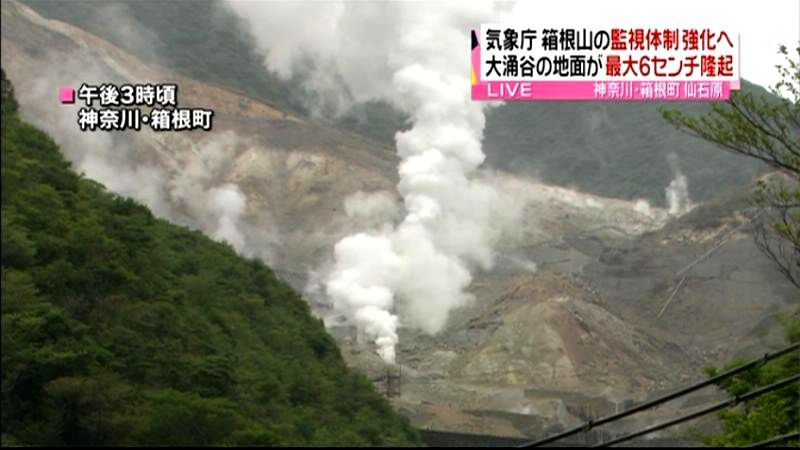 大涌谷の地面が最大６センチ隆起　箱根山