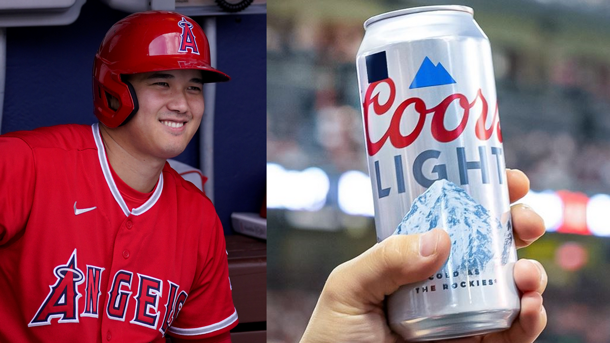 左：大谷翔平選手(写真：AP/アフロ)、右：実際に販売されるCoors Lightの記念缶(Coors Light公式インスタグラムより)