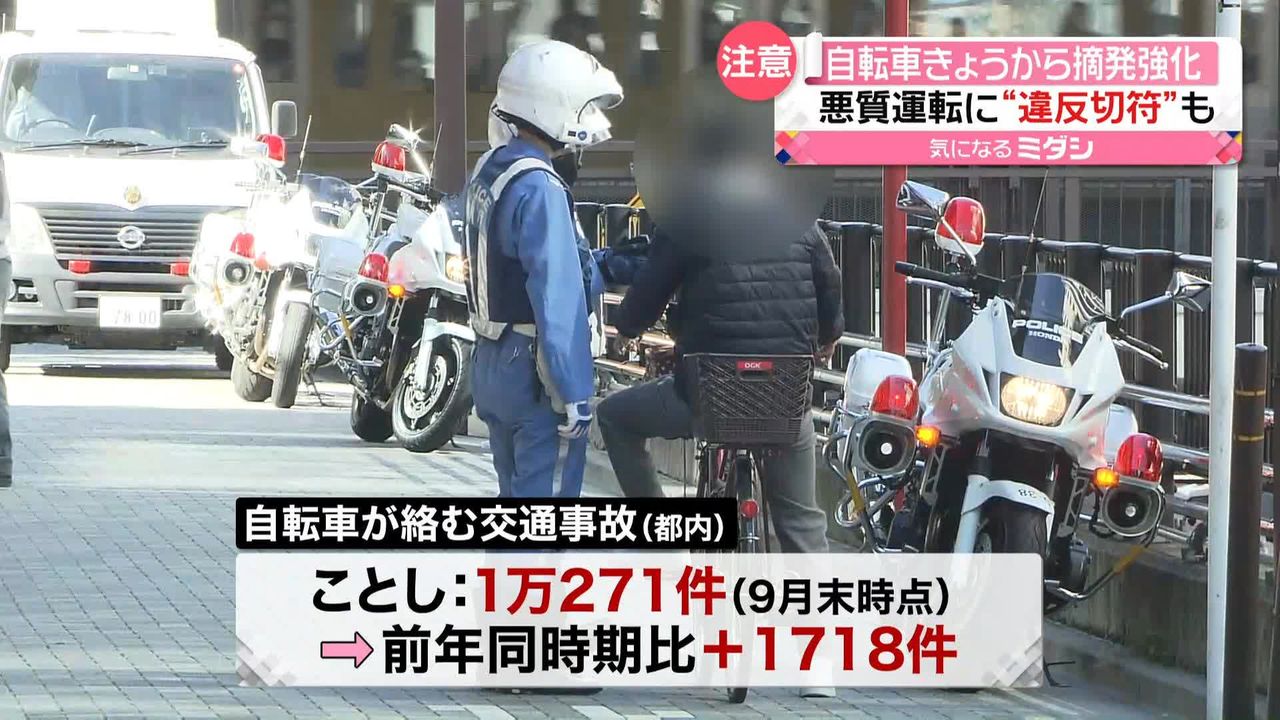 事故増加…自転車の“悪質な交通違反”取り締まり強化 「赤切符」積極的に交付も｜日テレNEWS NNN