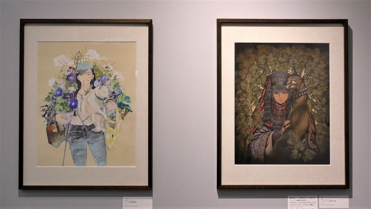 展覧会メインビジュアル　（左から）入江亜季さんの作品、森薫さんの作品