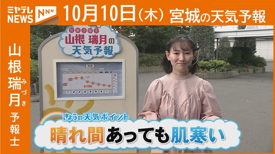 【宮城】10日(木)の天気　山根瑞月予報士の天気予報