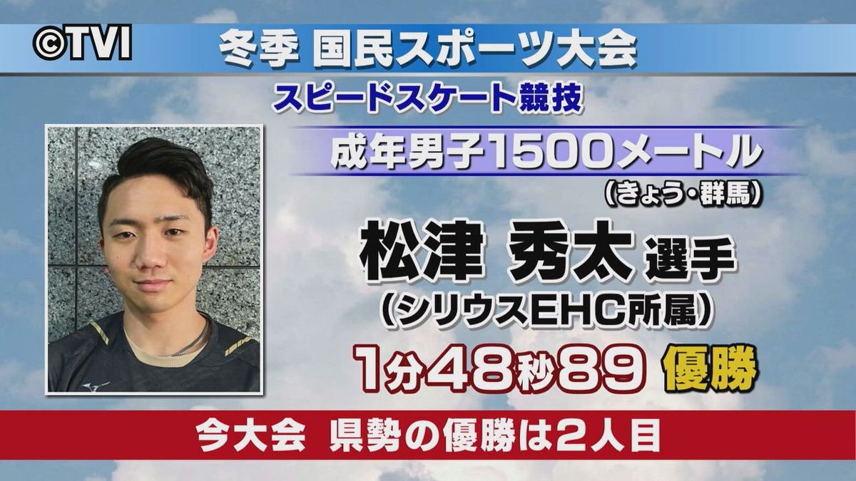 【優勝】松津秀太選手（シリウスEHC）スピードスケート成年男子1500m　冬の国民スポーツ大会県勢2人目の栄冠