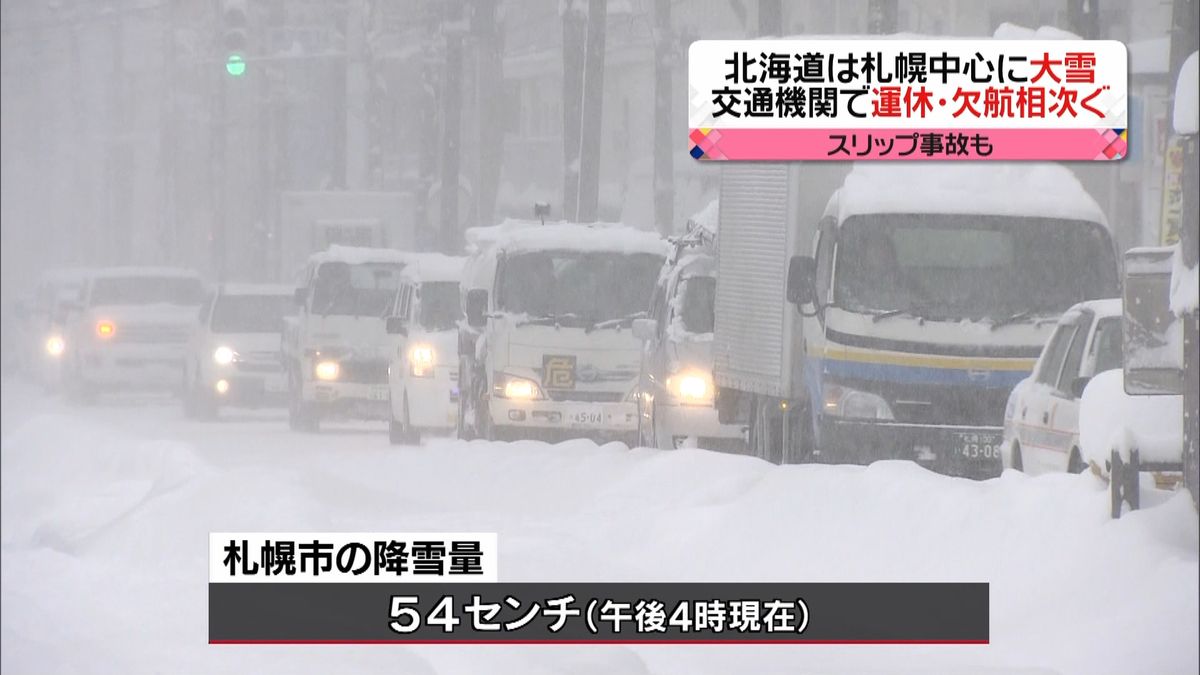 札幌を中心に大雪　交通機関に大きな乱れ