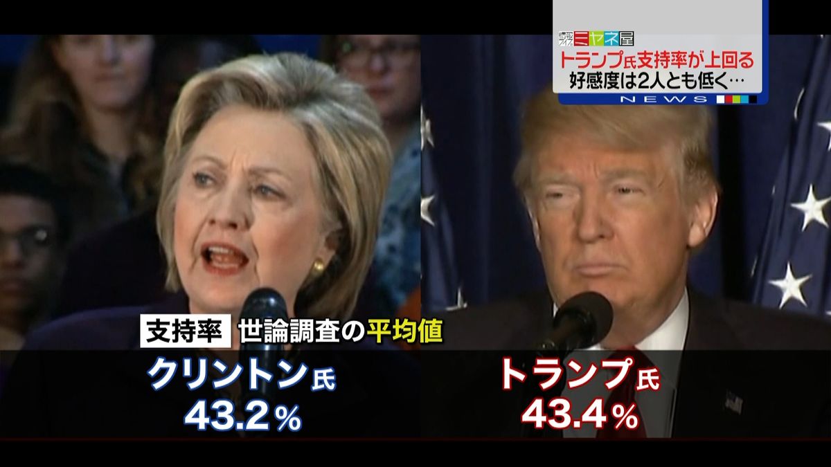 世論調査の平均値　トランプ氏の支持率優勢