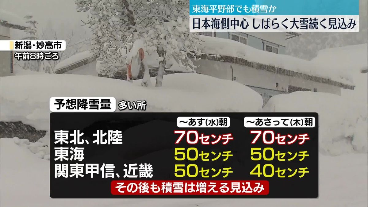 強い寒気　日本海側を中心にしばらく大雪が続く見込み