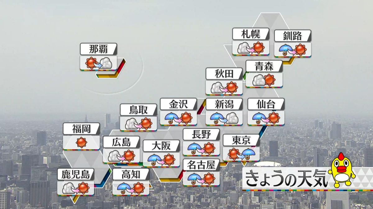 【天気】関東は夕方にかけ雨や雷雨　広い範囲で「黄砂」予想