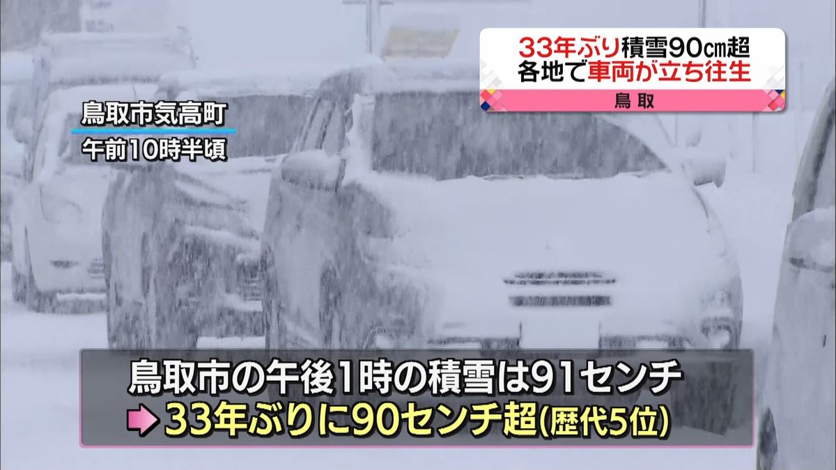 鳥取市で３３年ぶりの大雪…死亡事故も