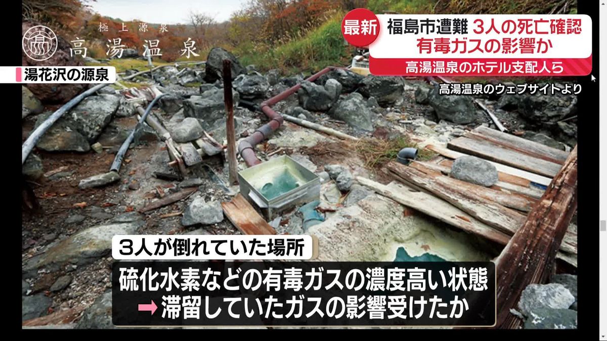 遭難のホテル支配人ら死亡確認　有毒ガスの影響か　福島市