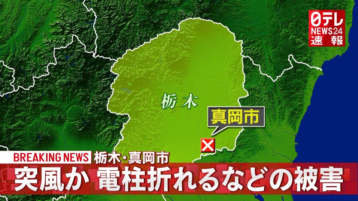 栃木で電柱折れる…“突風”被害が３か所で