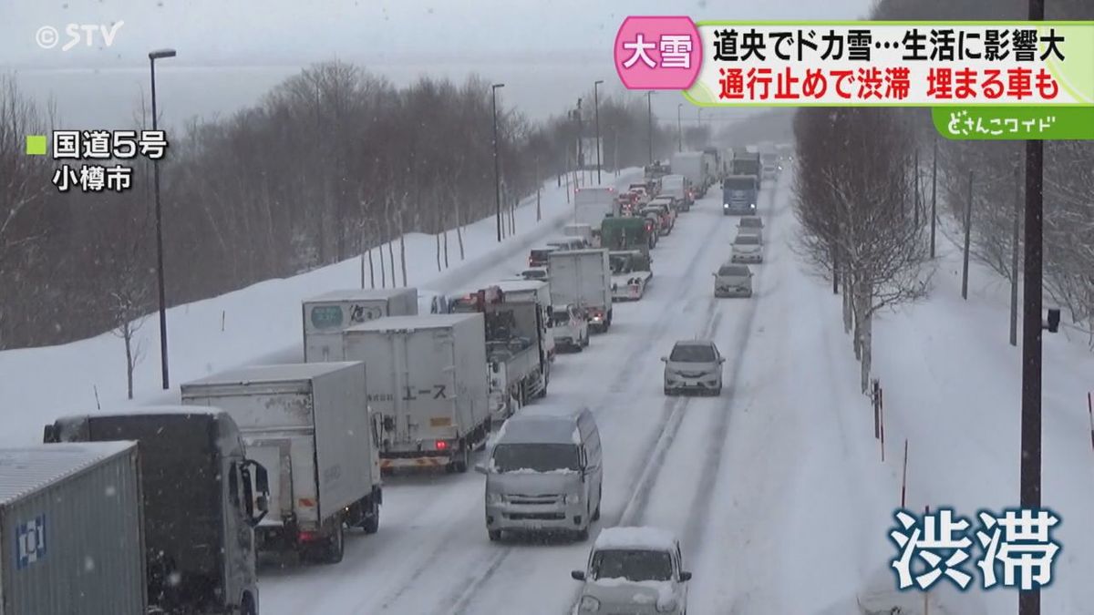 「雪山乗り上げの瞬間」「車窓から大渋滞」「雪埋まりJAF助けて」札幌周辺大雪ドキュメント