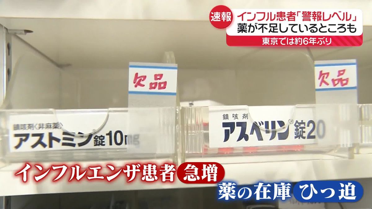 インフルエンザ患者急増…薬不足も　東京で約6年ぶり「警報レベル」超え