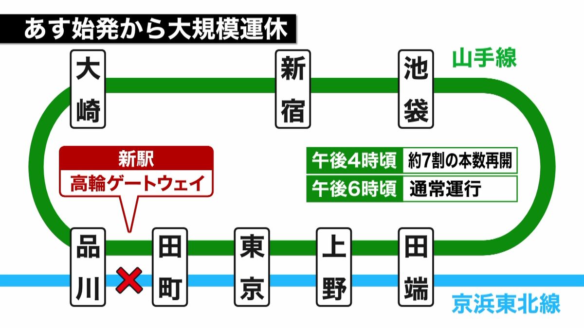 新駅開業に向け　あす山手線など一部運休へ