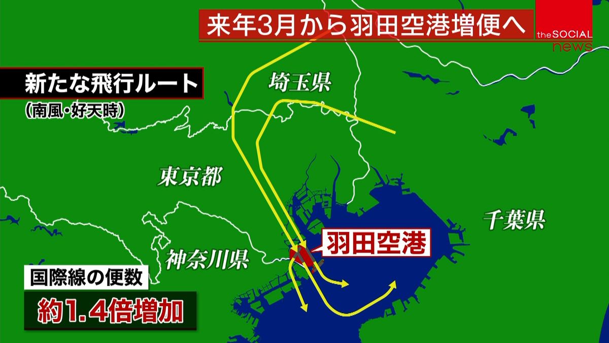 羽田空港・新飛行ルート　来年３月から運用