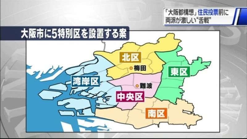 「大阪都構想」住民投票前に両派“舌戦”