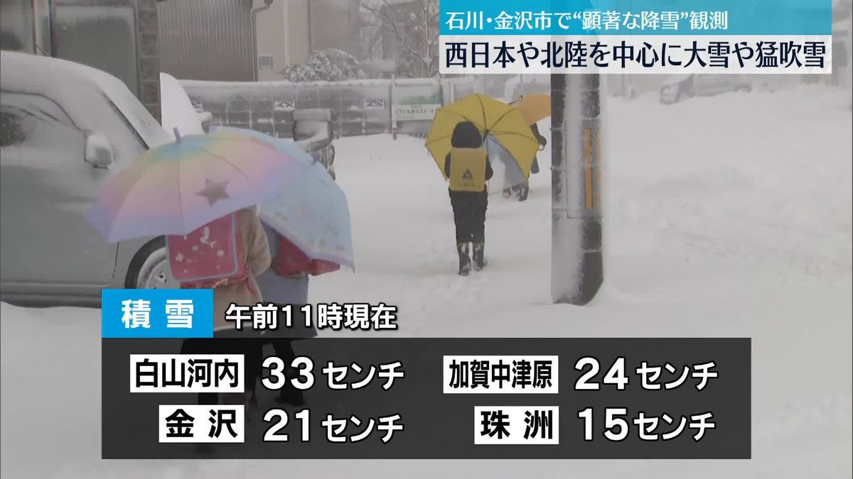 西日本や北陸中心に大雪や猛吹雪　石川県では約390戸が停電（午前11時時点）