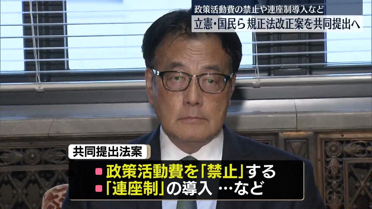 政治資金規正法改正案の共同提出で合意　立憲民主党と国民民主党など