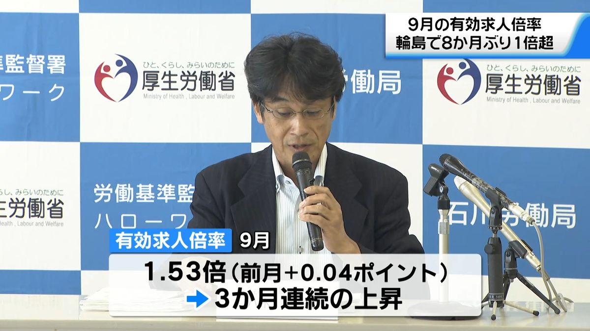 石川県内の有効求人倍率1.53倍　3か月連続で上昇　輪島は8か月ぶりに1倍超え