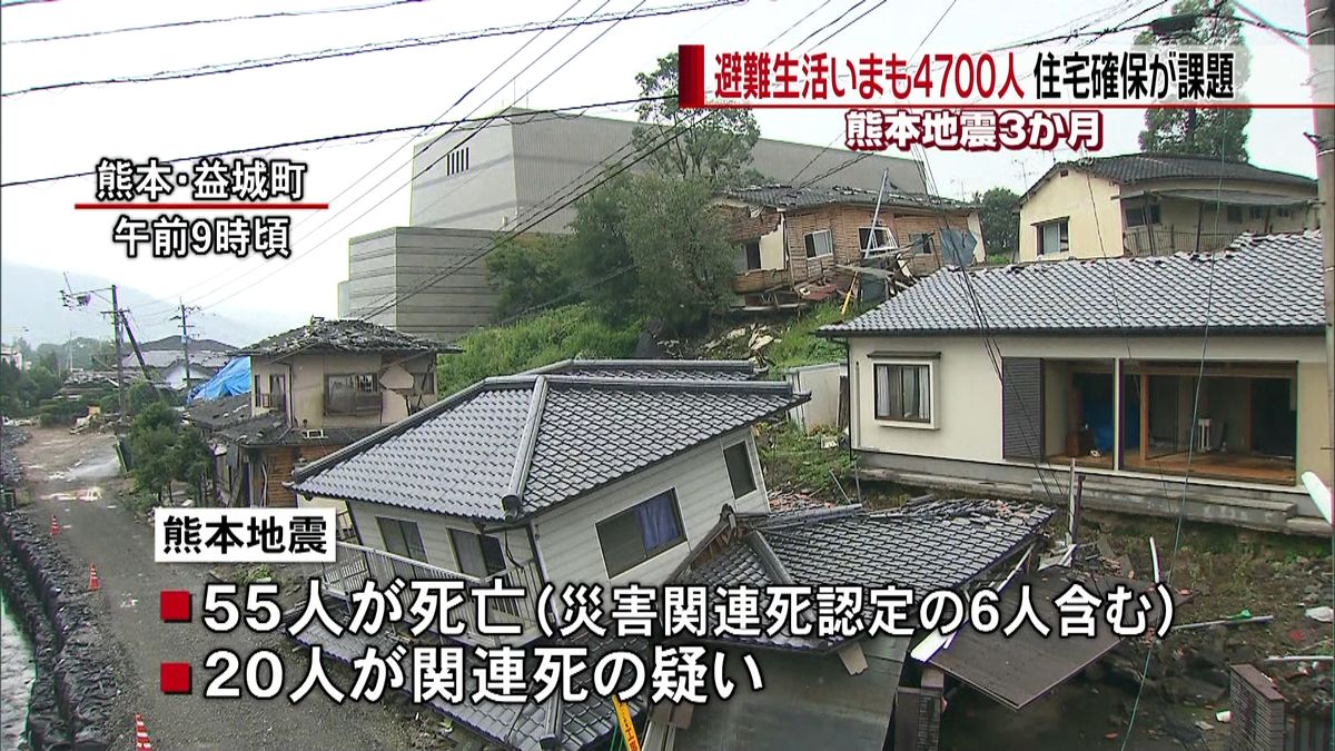 熊本地震前震から３か月　住宅確保が課題に
