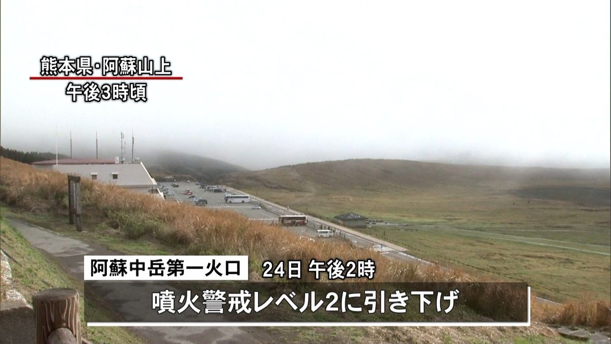 阿蘇山　噴火警戒レベル３→２に引き下げ