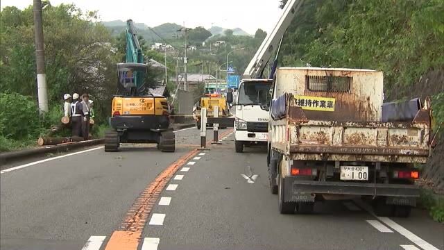 国道10号が約6時間にわたり全面通行止め　倒木が道を塞ぐ　豊後大野市・大分