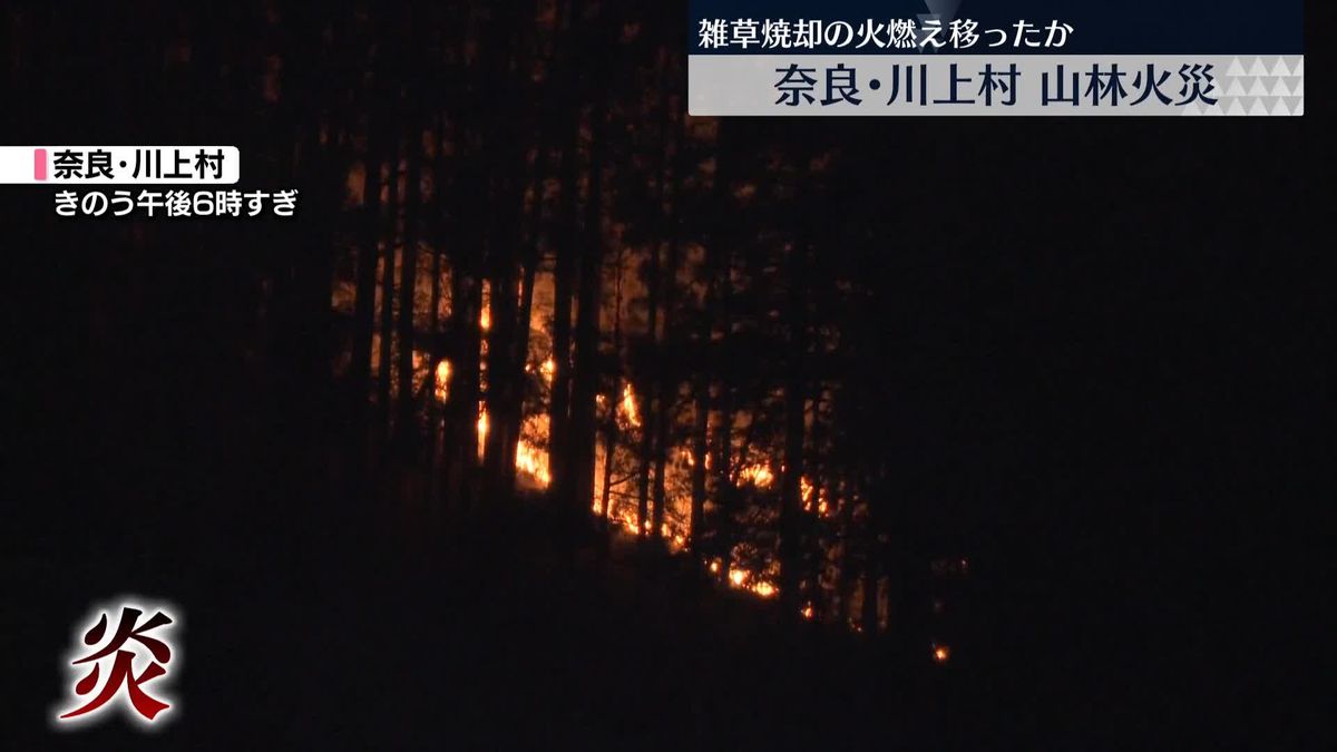 奈良・川上村で山火事　約2万㎡焼けたか