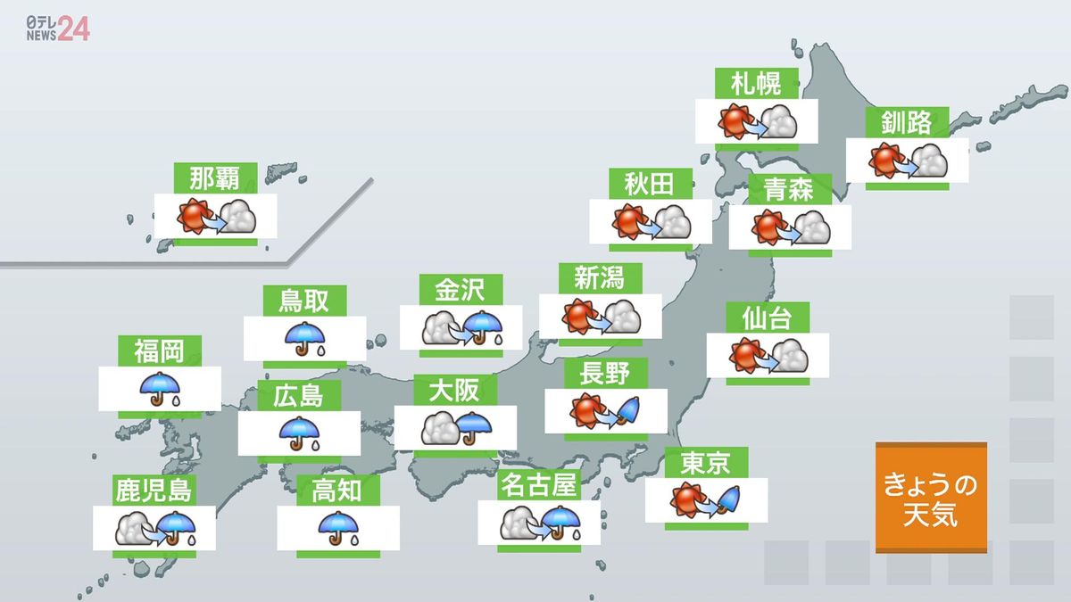 【天気】西日本を中心に雨、関東も夜遅くに降り出す