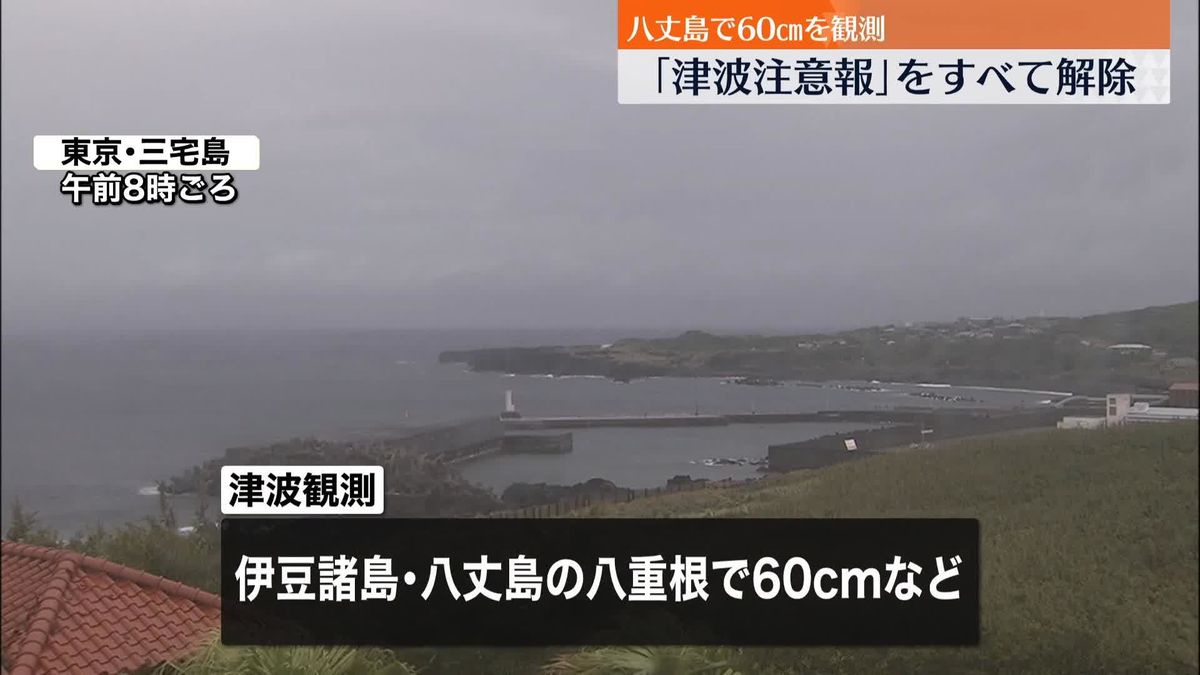 鳥島近海を震源とする地震による津波　広い範囲に発表していた津波注意報を解除