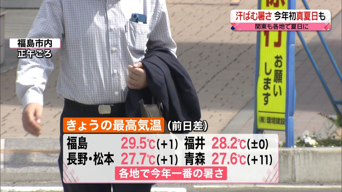 【天気】夏日で汗ばむ陽気　30℃に迫る所も　前線が北日本を南下し北海道では雨