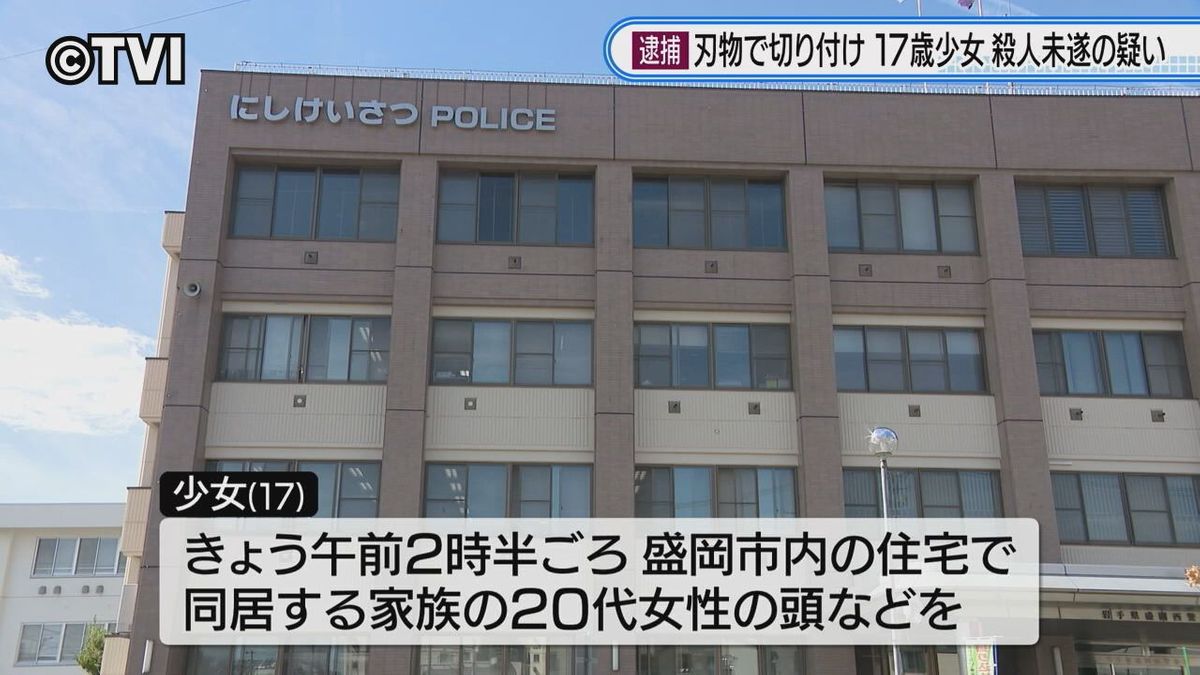 【殺人未遂容疑】17歳少女を逮捕　同居家族の頭などを刃物で複数回切りつける　岩手・盛岡市