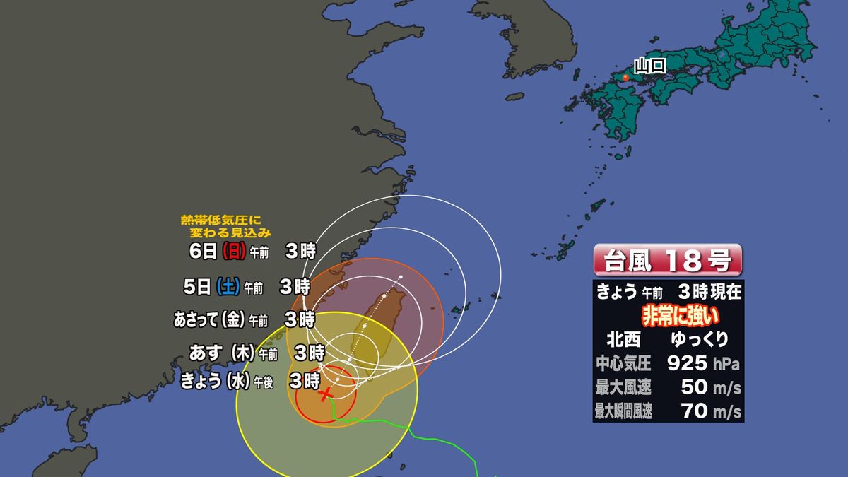 台風18号予想進路