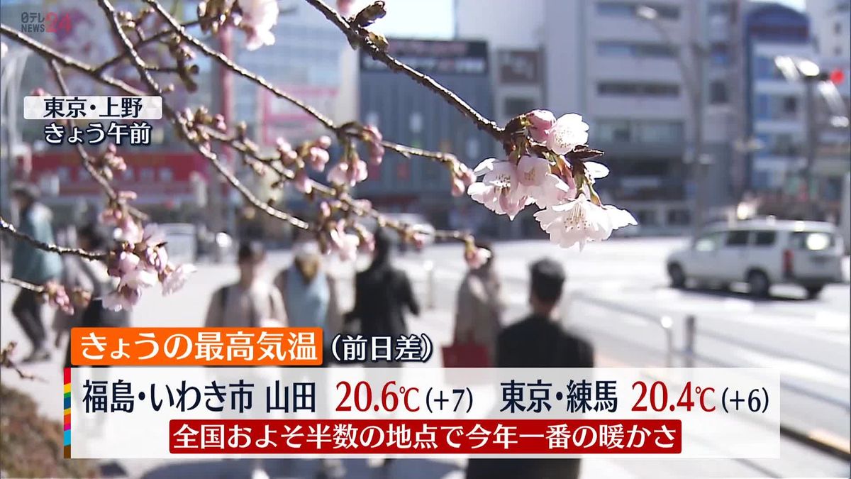 【天気】西から下り坂も…暖かさは続く　東京の最高気温は20℃予想