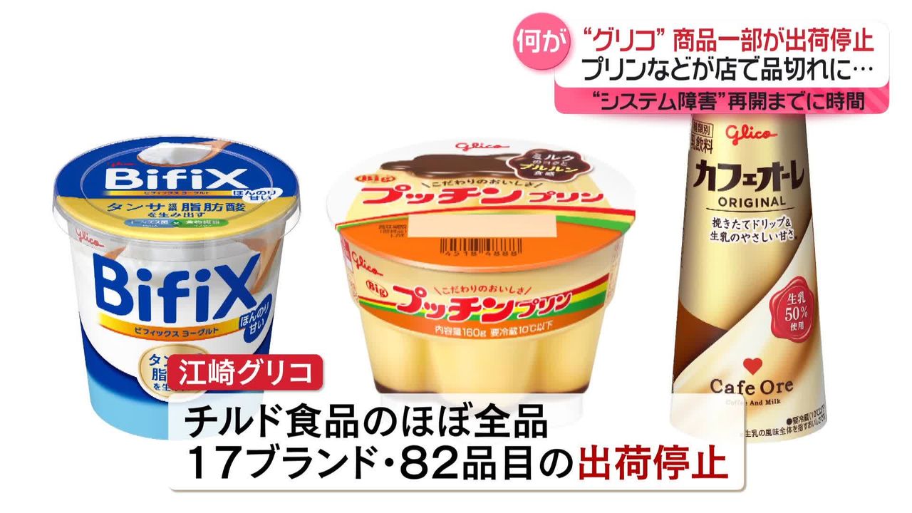 グリコ”プリンなどが品切れに “システム障害” 商品の一部が出荷停止 再開までに時間（2024年4月22日掲載）｜日テレNEWS NNN