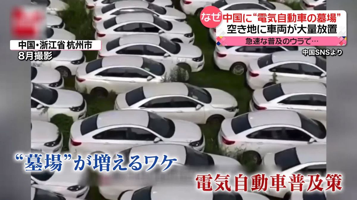 中国に“電気自動車の墓場”　空き地に大量の車両を放置　急速な普及も…競争激化で“廃業”相次ぐ