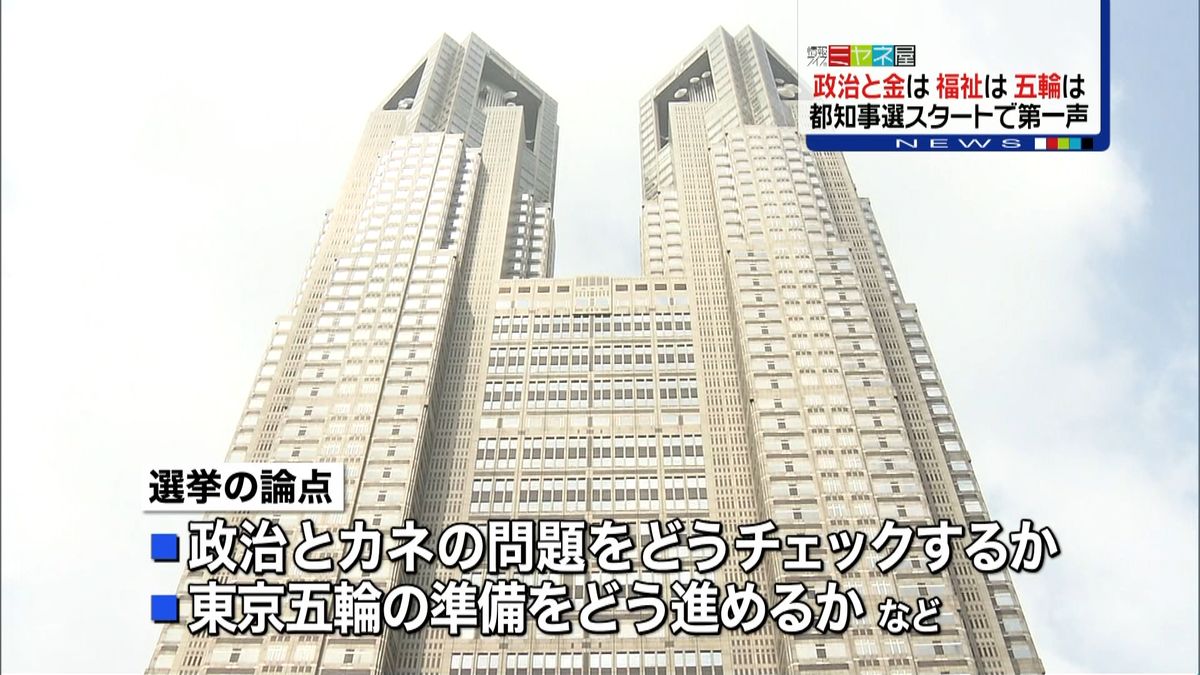 政治とカネは？　都知事選スタートで第一声