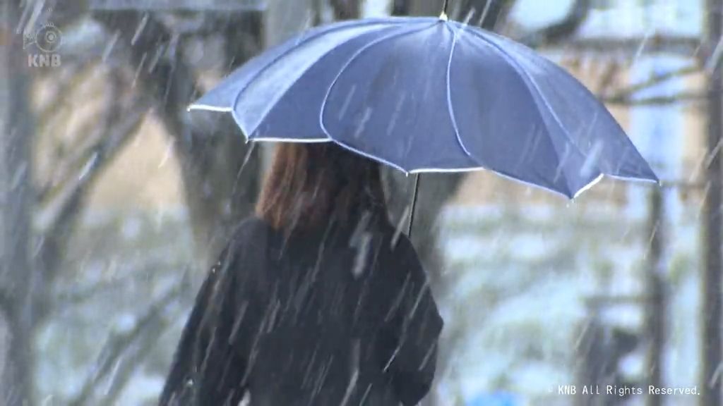 富山県内雪交じりの冷たい雨に　体調管理に注意を