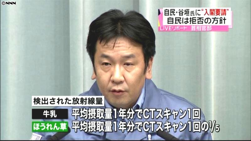 菅首相が入閣要請　自民党・谷垣総裁は拒否