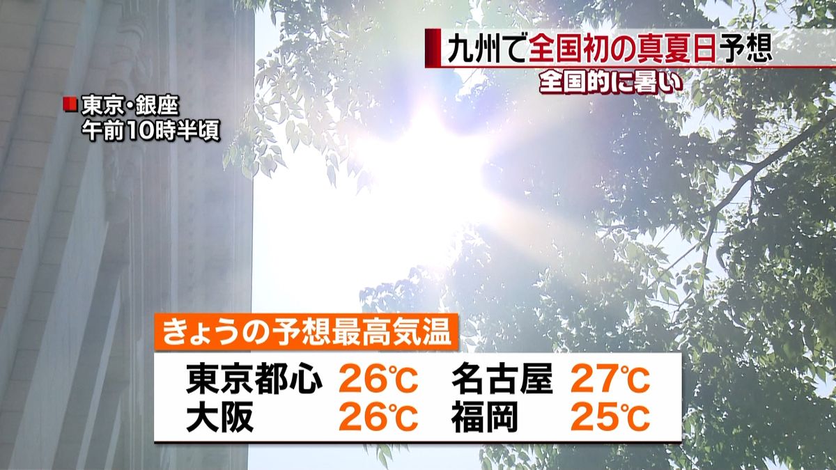 九州で全国初の真夏日の見通し　各地で暑く