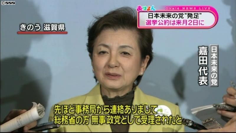 卒原発で結集　日本未来の党、設立を届け出