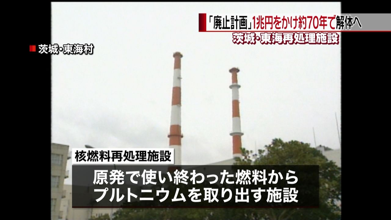 東海村核燃料再処理施設　１兆円かけ解体へ