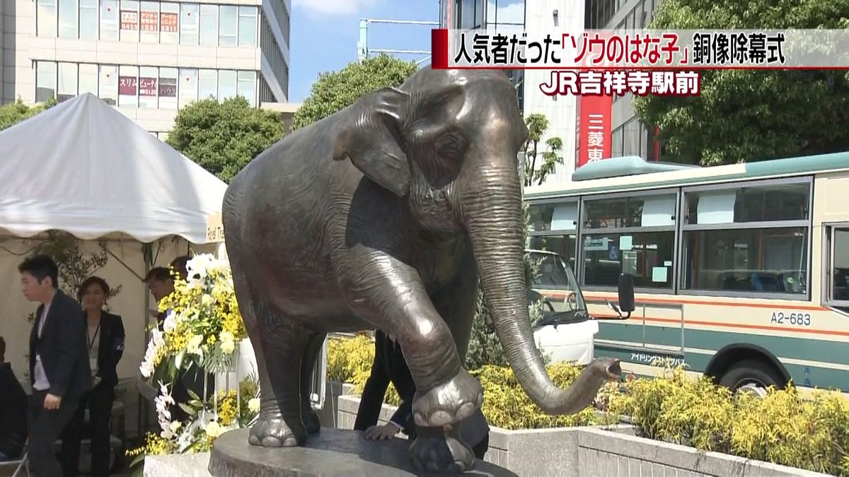 ＪＲ吉祥寺駅前に「ゾウのはな子」銅像
