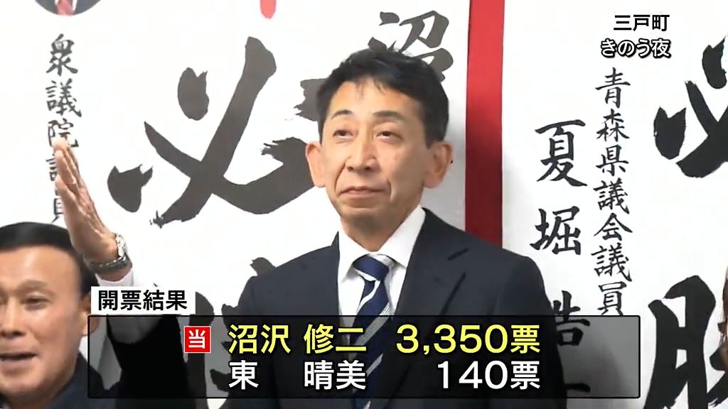 沼沢修二さん初当選「危機感を持って取り組む」　青森県三戸町長選挙