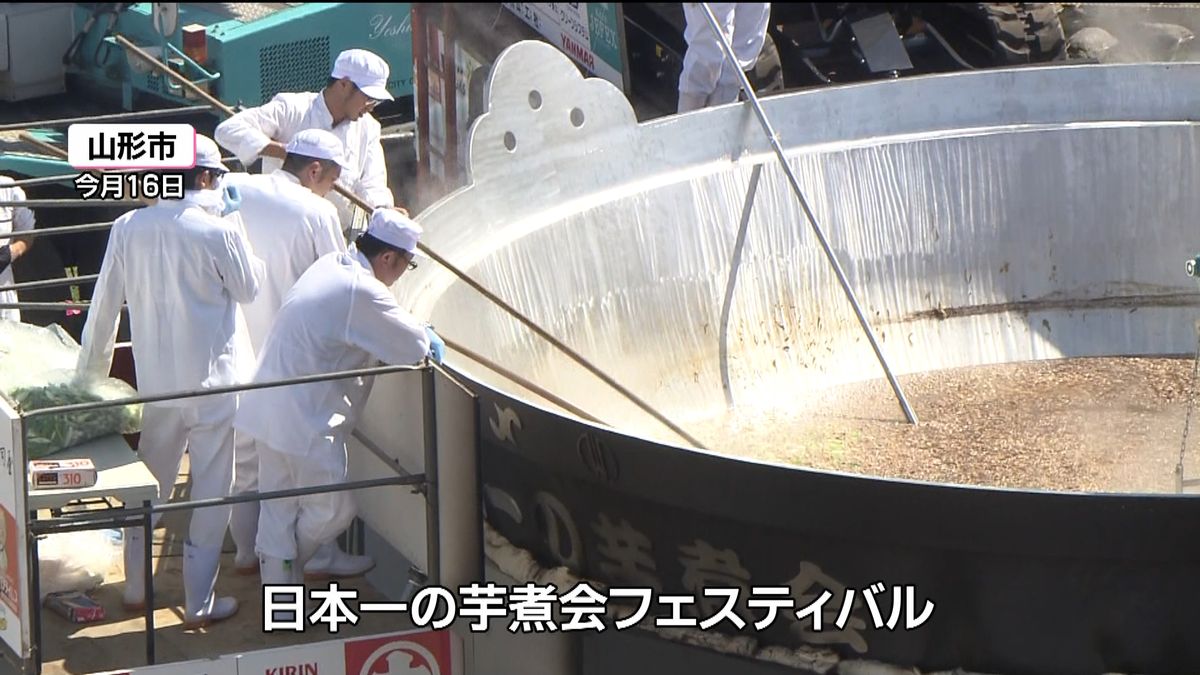 ６．５ｍ大鍋「日本一の芋煮会」で山形の味