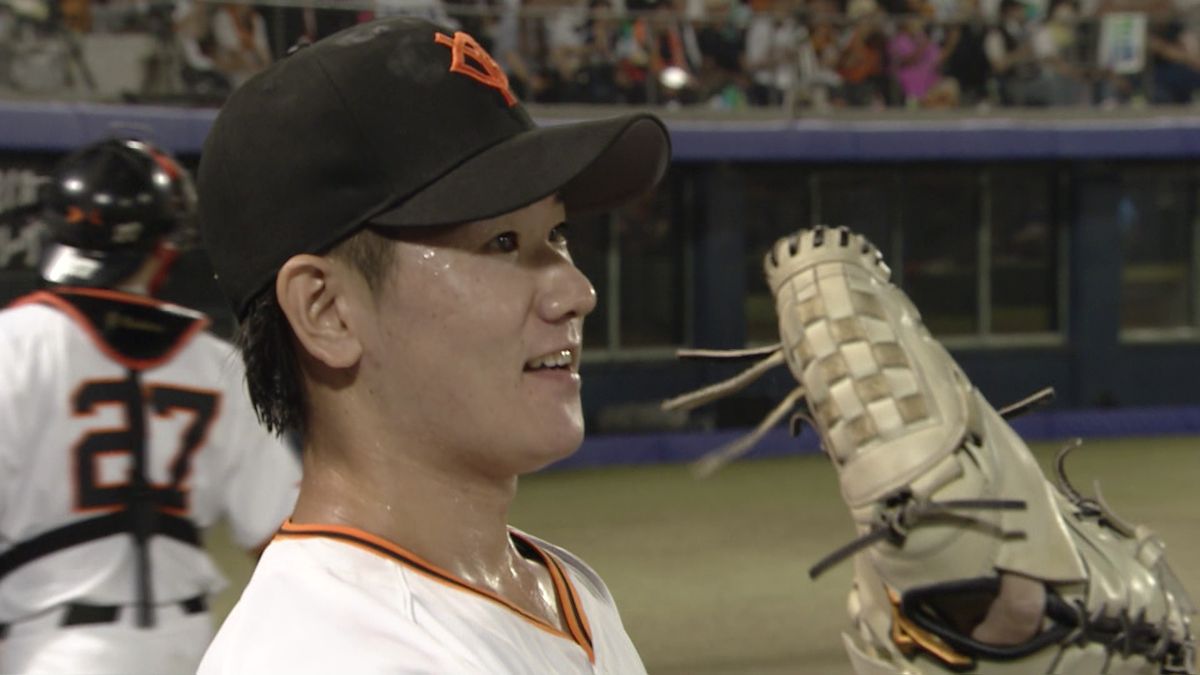 8回無失点で3勝目を挙げた巨人・井上温大投手(画像:日テレジータス)