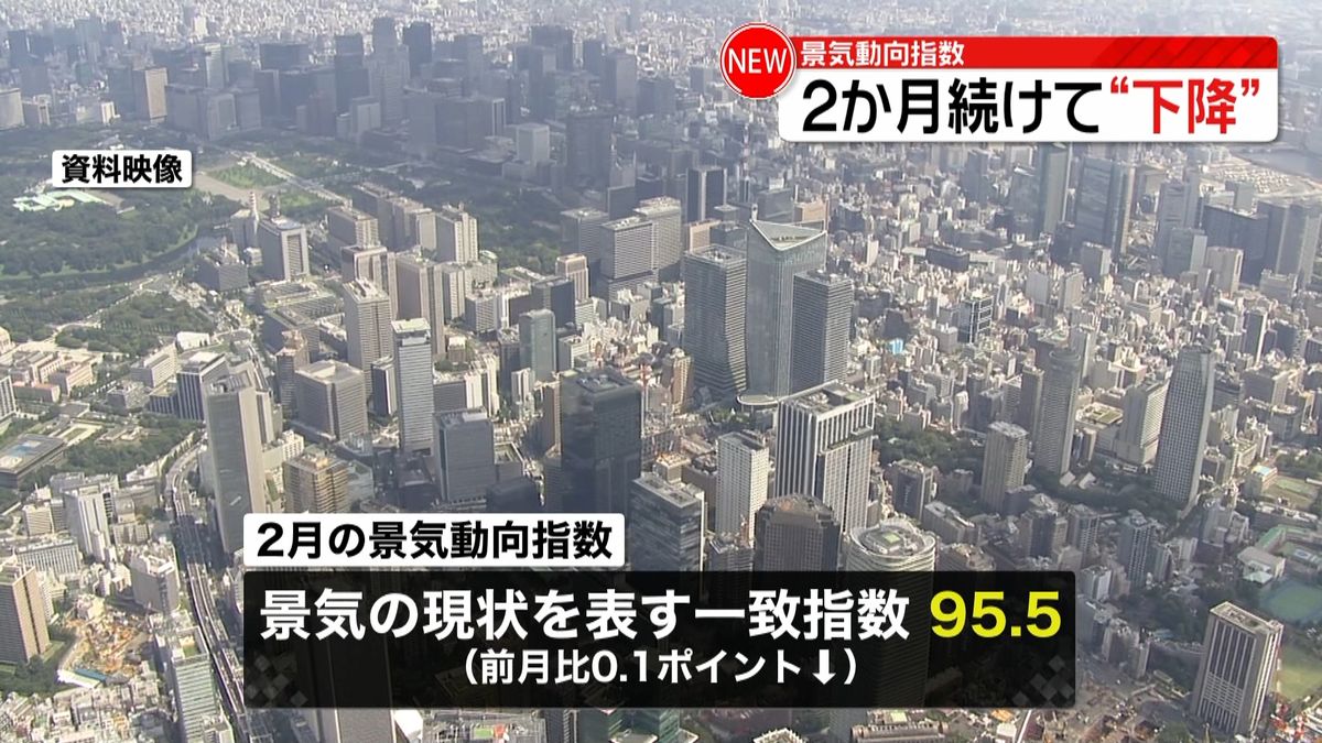 ことし2月の景気動向指数　2か月連続下降