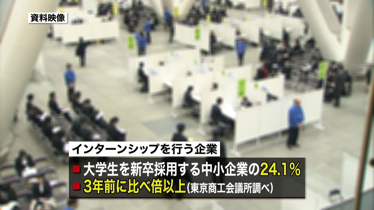 「インターンシップ」中小企業、３年で倍増