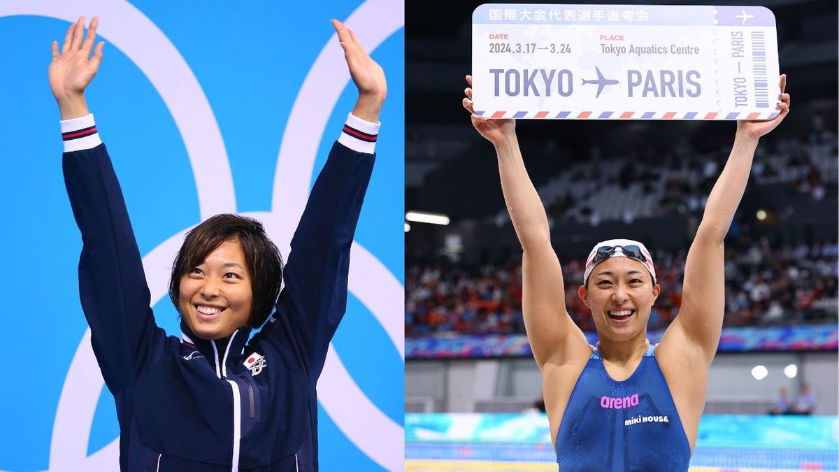 ロンドン五輪でメダル３つを獲得した鈴木選手(写真･左:YUTAKA/アフロスポーツ)、代表選考会では３冠でパリ五輪出場を決めた(写真･右:日刊スポーツ/アフロ)