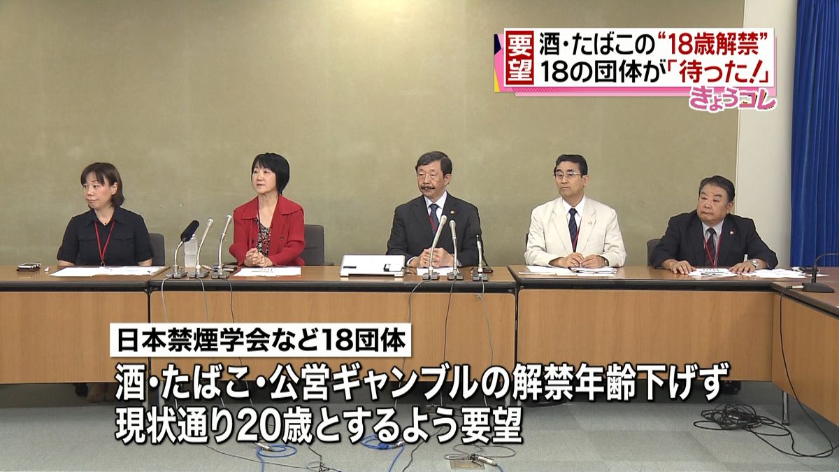 酒・たばこ“１８歳解禁”１８団体が反対