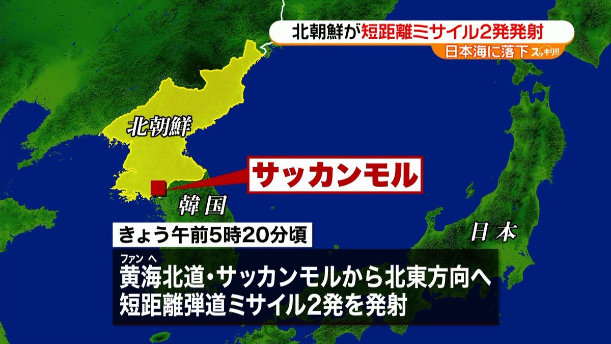 北朝鮮　日本海に向け“ミサイル”２発発射