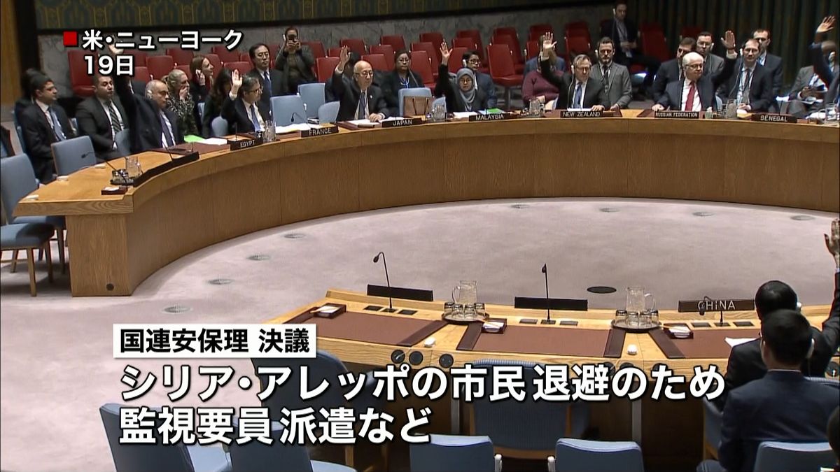 “アレッポから市民退避”監視団派遣を決議