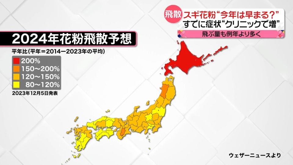 スギ花粉　今年は“早くて多い”？　すでに症状が…患者が急増